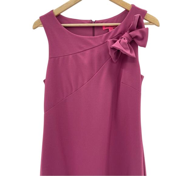 Betsey Johnson Mauve Pink Scuba Crepe Midi Dress with Shoulder Bow Dress Size 8 - Picture 4 of 14